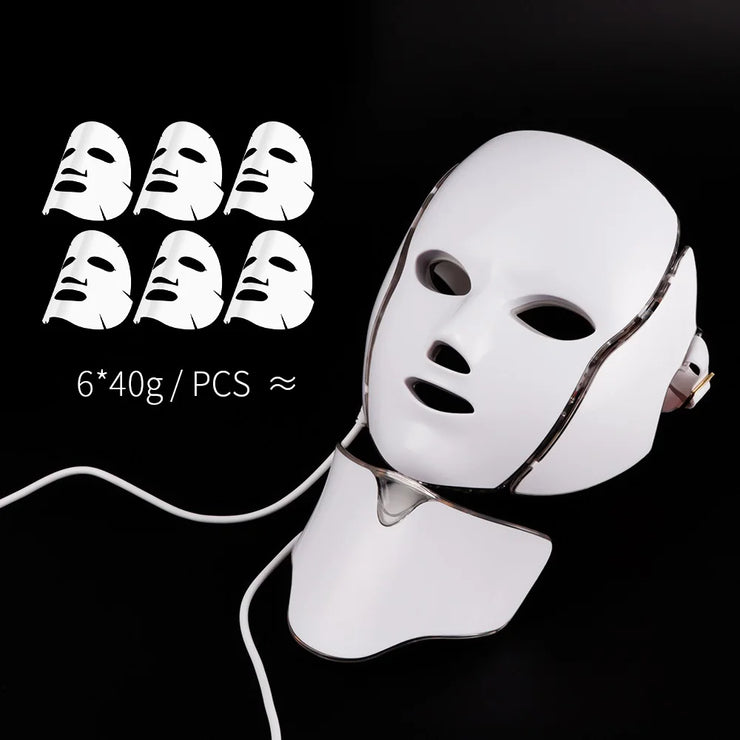 7 Colors LED Facial Mask with Neck LED Light Photon Mask Skin Rejuvenation Anti Acne Beauty Device Face Lifting Firm Massager