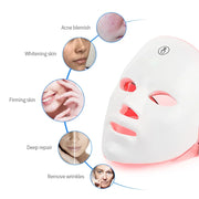 Máscara facial LED recargable, 7 colores, máscara de belleza con fotones LED, rejuvenecimiento de la piel, lifting facial en casa, blanqueamiento, cuidado de la piel, máscara de belleza