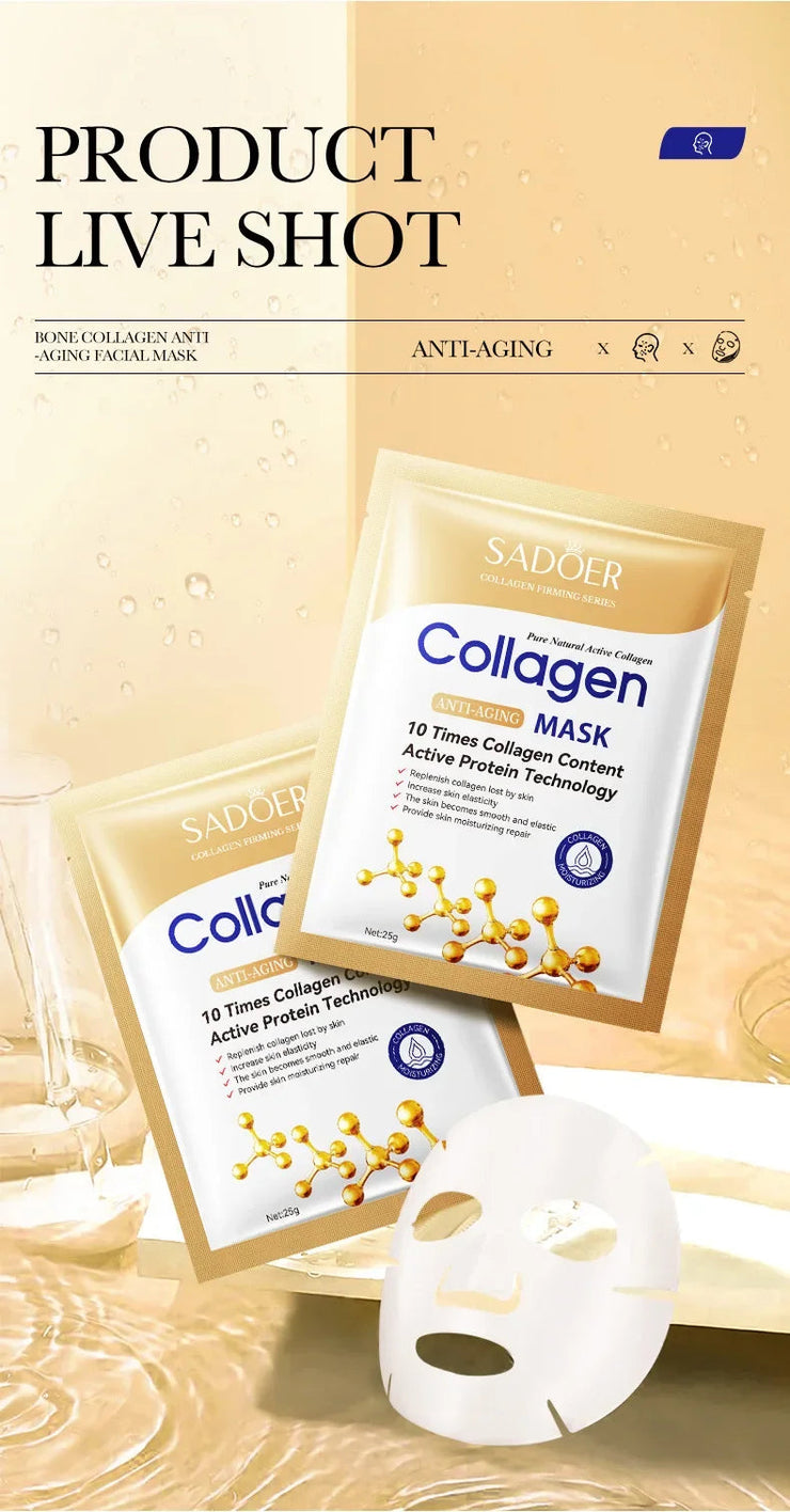 10pcs Anti-wrinkle Collagen Face Mask Moisturizing Anti-aging Repair Brightening skincare Face Sheet Mask Facial Masks Skin Care JONNY