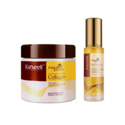 Masque capillaire réparateur en profondeur au collagène 500 ml + sérum capillaire à l'huile d'argan 50 ml pour cheveux secs et abîmés Tous types de cheveux