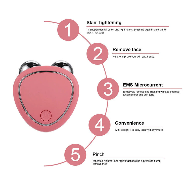 EMS Face Lifting Machine Facial Massager Microcurrent Roller Skin Tightening Rejuvenation Beauty Charging Facial Anti Wrinkle JONNY