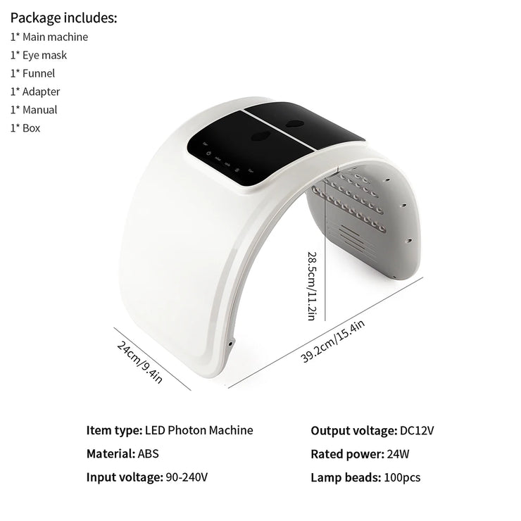 Dispositivo de rejuvenecimiento de la piel con luz roja facial, máscara LED PDT profesional de 7 colores, máquina de belleza antiarrugas para estiramiento facial