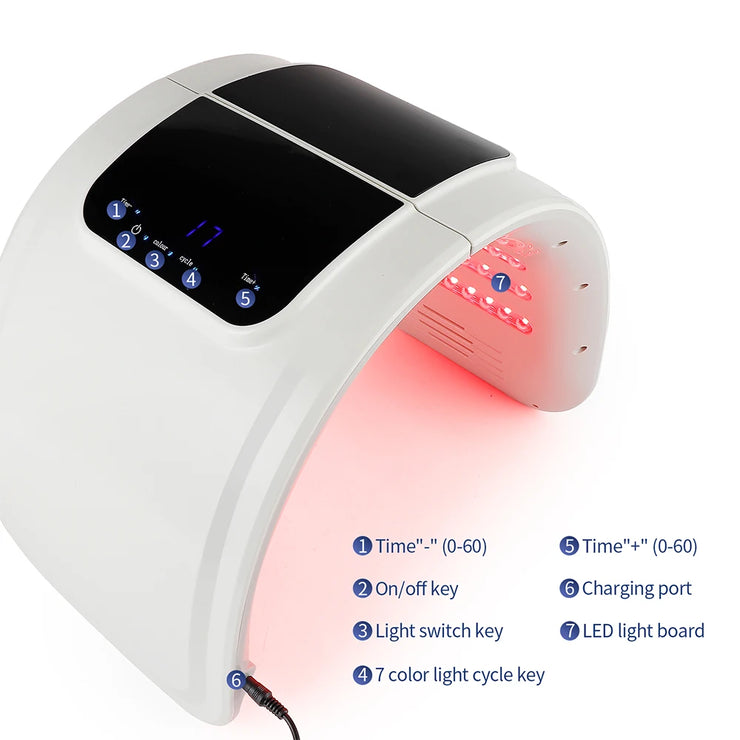 Masque LED PDT professionnel à 7 couleurs pour le visage, appareil de rajeunissement de la peau par thérapie par lumière rouge, lifting du visage, machine de beauté anti-rides