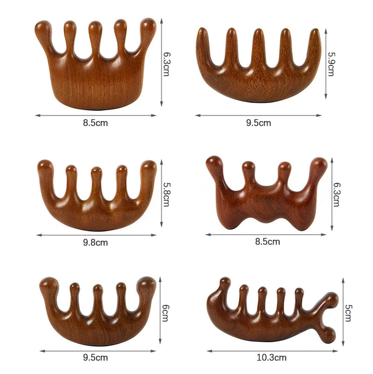 Wood Therapy Massage Comb Head Face Scalp Gua Sha Massager Natural Facial Sandalwood Wide Tooth Guasha Scraping Body Massage JONNY