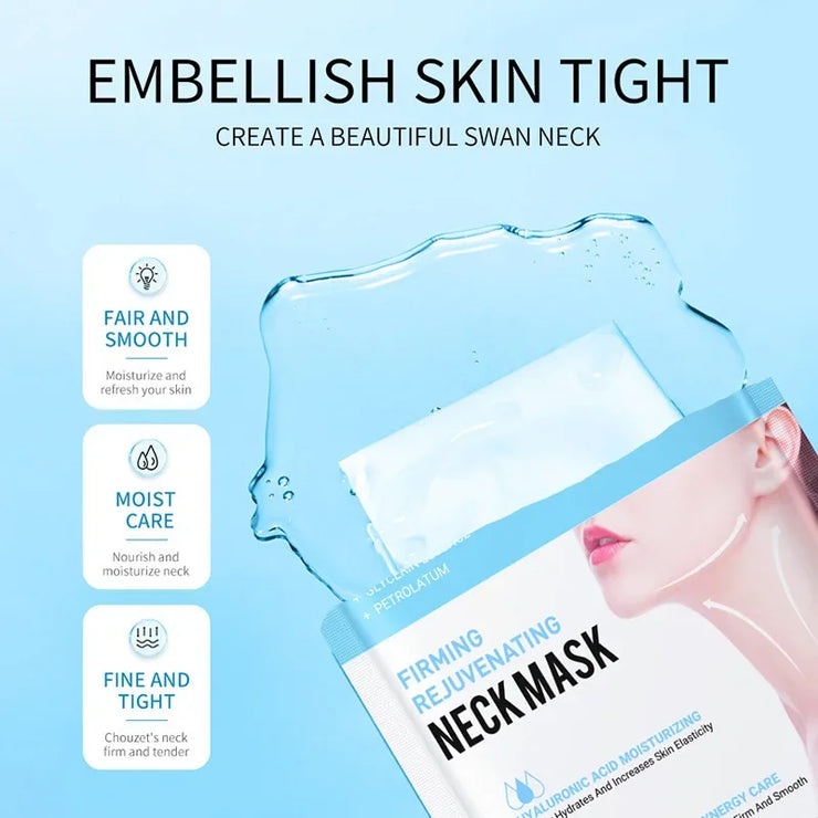 10pcs Hyaluronic Acid Neck Mask Collagen Firming Neck Masks Nourishing Brightening Beauty Moisturizing Necks Skin Care