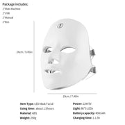 Masque facial LED rechargeable 7 couleurs Masque de beauté photonique LED Rajeunissement de la peau Lifting du visage à domicile Masque de beauté blanchissant pour soins de la peau